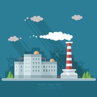 Ecology Concept - industry factory Flat style vector illustration N7
