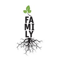 Black vector Tree Roots and text FAMILY