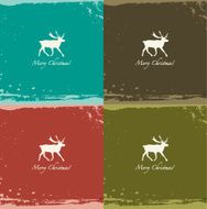 Grunge retro snowflakes and deer