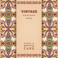 Invitation card in vintage style with floral and geometric pattern N2