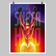 Superhero in action Flying figure Poster layout N3