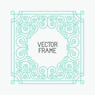 Vector floral frames in mono line style