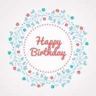 Happy Birthday card with floral wreath N2