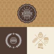 Vector set of burger package design elements