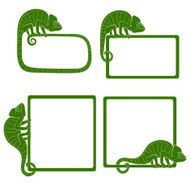 Set of icons with green chameleon N2