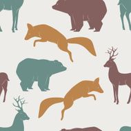 Seamless vector pattern with fox deer and bear N2