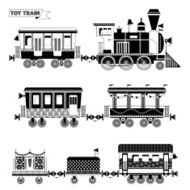 Toy train Locomotive with several coaches Black and white N2