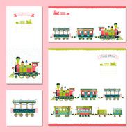 Universal cards with toy train Template Birthday children&rsquo;s party invitation N2