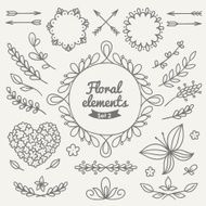 Set of vintage floral design elements