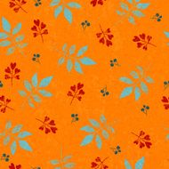 Falling leaves seamless vintage pattern - orange background