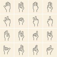 Linear hand icons set