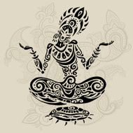 Meditation lotus pose Tattoo style N3