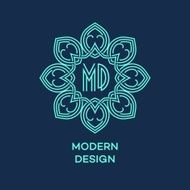 Vector geometric frame in mono line style Monogram design element N53