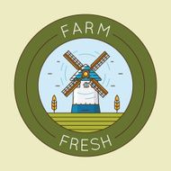 Farm fresh product-emblem logotype pack Badge with windmill symbol