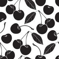 Seamless pattern with cherry Black and white vector background
