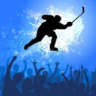 ice hockey player on blue grunge background