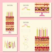 Invitation cards with multilayer cake Birthday anniversary children&rsquo;s party N2