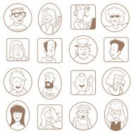 Set of Portraits Funny People in Doodle Style N2