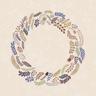 Silhouettes of tree leaves in circle