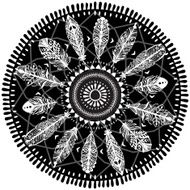 Round Ornament with feathers