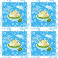 Seamless Ice Cream and Floral Pattern N4