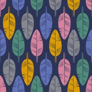 Seamless Pattern of Multicolored Feathers for Modern Wallpaper Textile