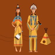 Native american indian couple in traditional clothing