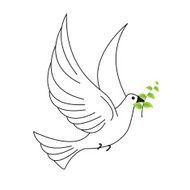 Silhouette of a dove with branch in its beak vector