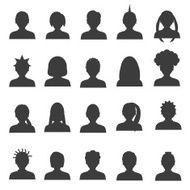 men and women head simple avatar icons set eps10