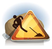 Men At Work Escaping From Road Sign