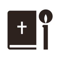 Bible and candle icon