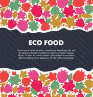 Eco food background with berries flowers leaves