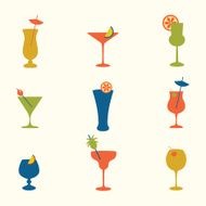 Vector illustration with cocktail on white background