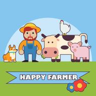 Farmer and farm animals set