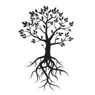 Black vector tree leafs and roots N2