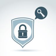 Padlock lock and key safety theme icon with shield vector