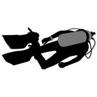 Black silhouette scuba divers N2