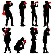 Cameraman with video camera Silhouettes