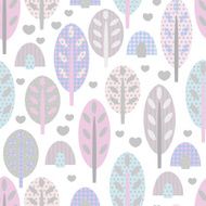 Seamless pattern with trees and hearts N2