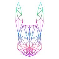 polygonal abstract gradient squirrel silhouette drawn in one continuous line N2