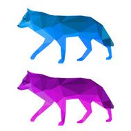 Wolf set isolated on white Abstract polygonal geometric triangle illustration
