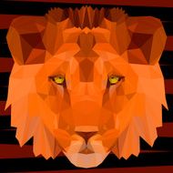 Abstract polygonal geometric triangle lion painted in bright imaginary colors