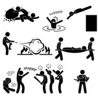 Man Helping Saving Life Rescue Pictogram