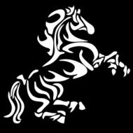 tribal horse tattoo on black background N2