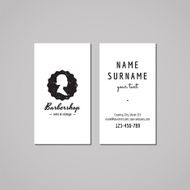 Barbershop business card design concept Logo-badge with hair bun woman N2