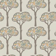 vector watercolor trees seamless pattern N6