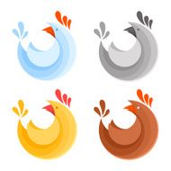 Collection of farm chicken icons N2