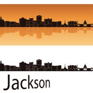 Jackson skyline in orange background