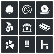 Wood products industry icons set Vector Illustration N2