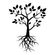 Vector tree with leafs and roots